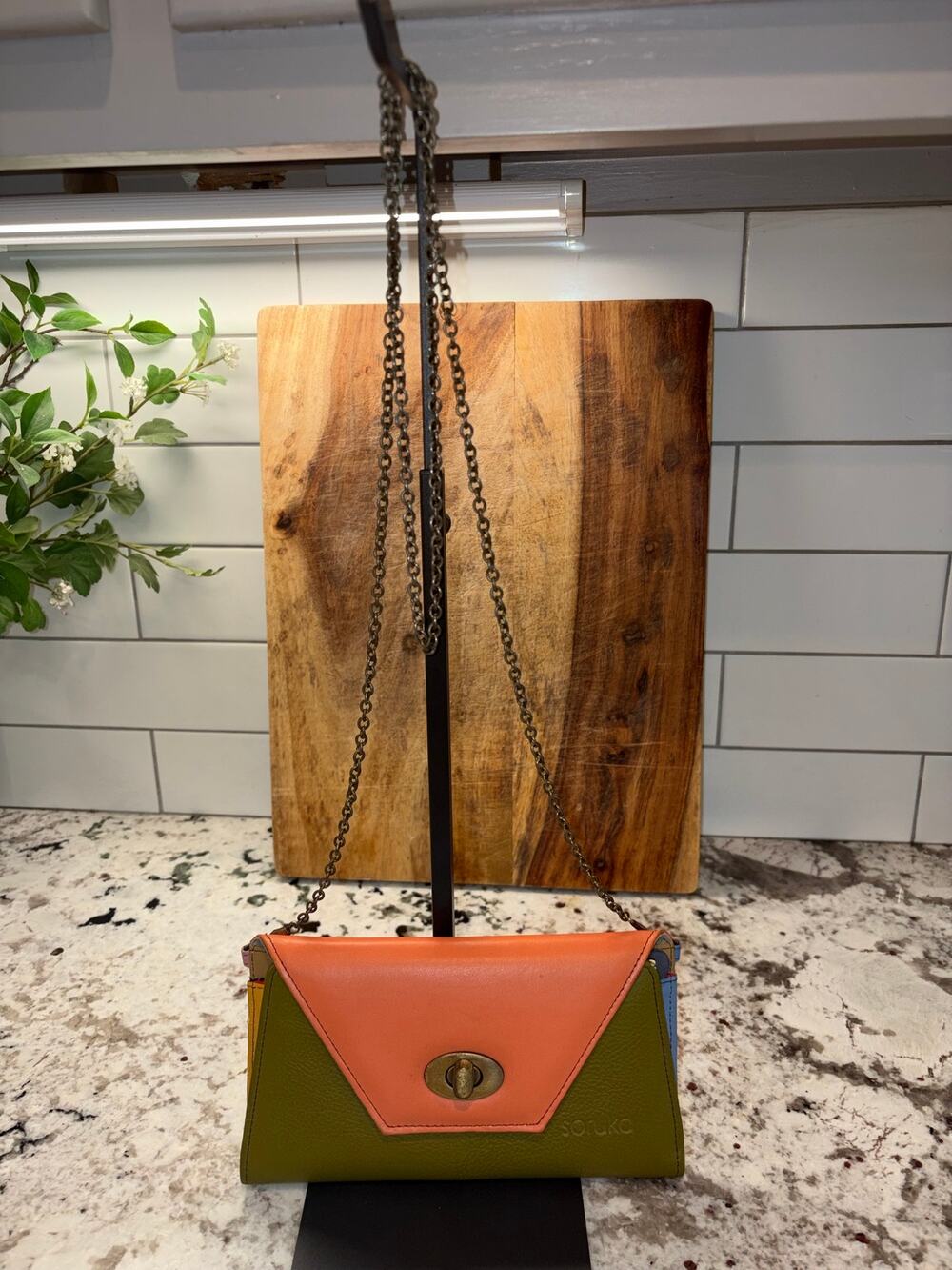 Soruka Multi Colorblock Clutch Crossbody Preowned Chain